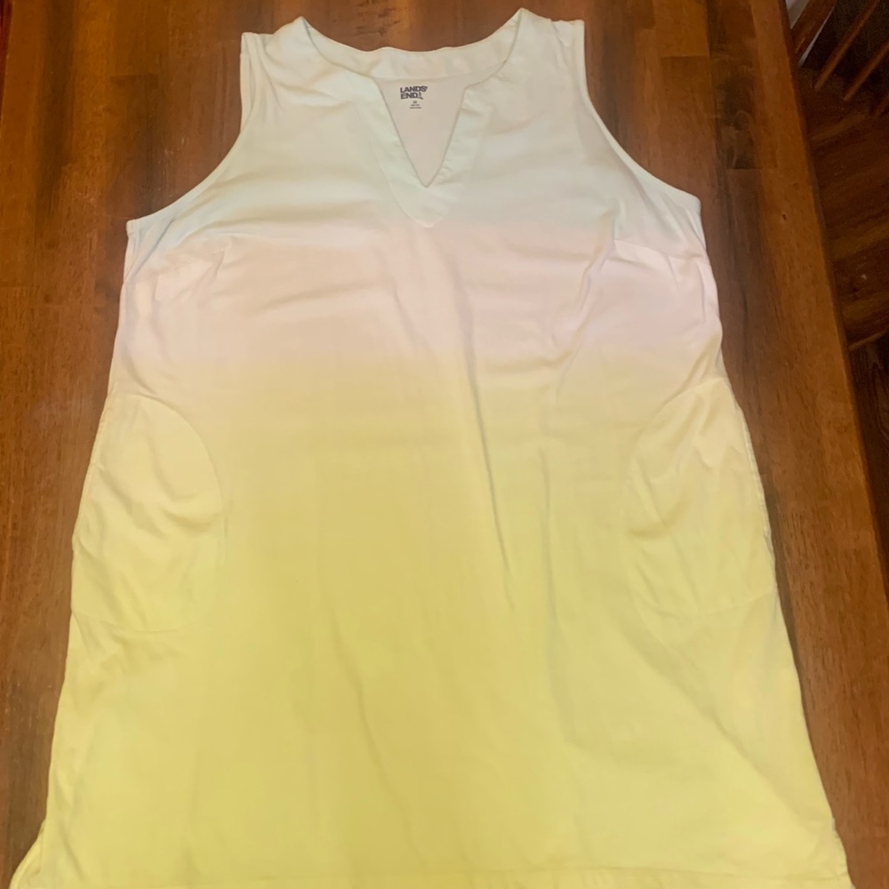 Lands' End Dress 2X Soft blue/green Yellow Gradient Tank